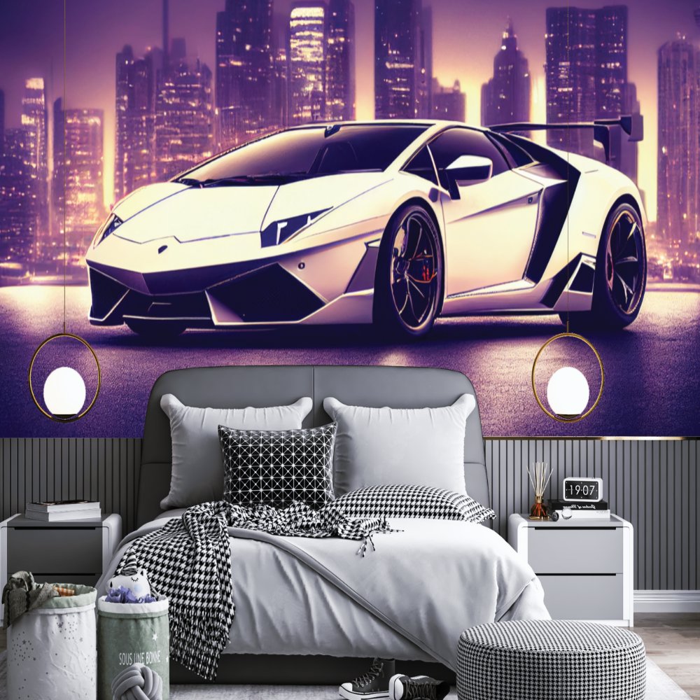 Papier Peint Voiture <br/> Lamborghini Blanche