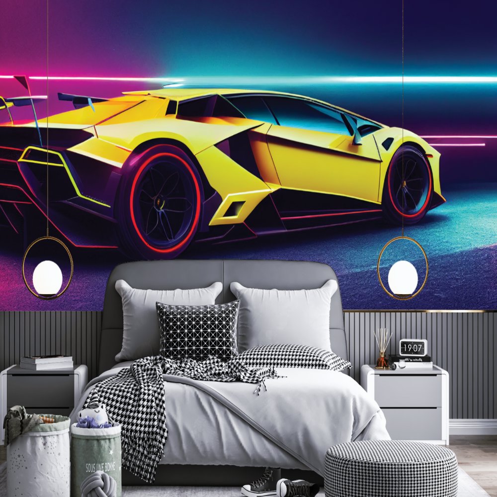 Papier Peint Voiture <br/> Lamborghini Jaune