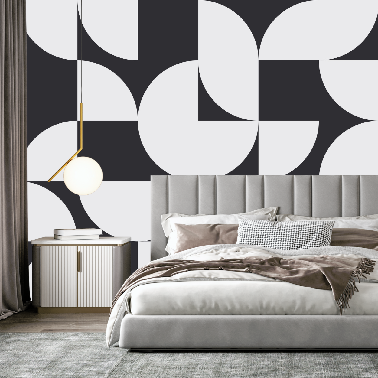 Géométrique Papier Peint Noir et Blanc Design | Le Petit Intissé