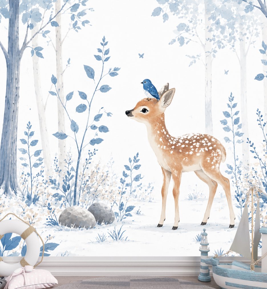 Papier Peint Forêt Bleue Enfant | Le Petit Intissé