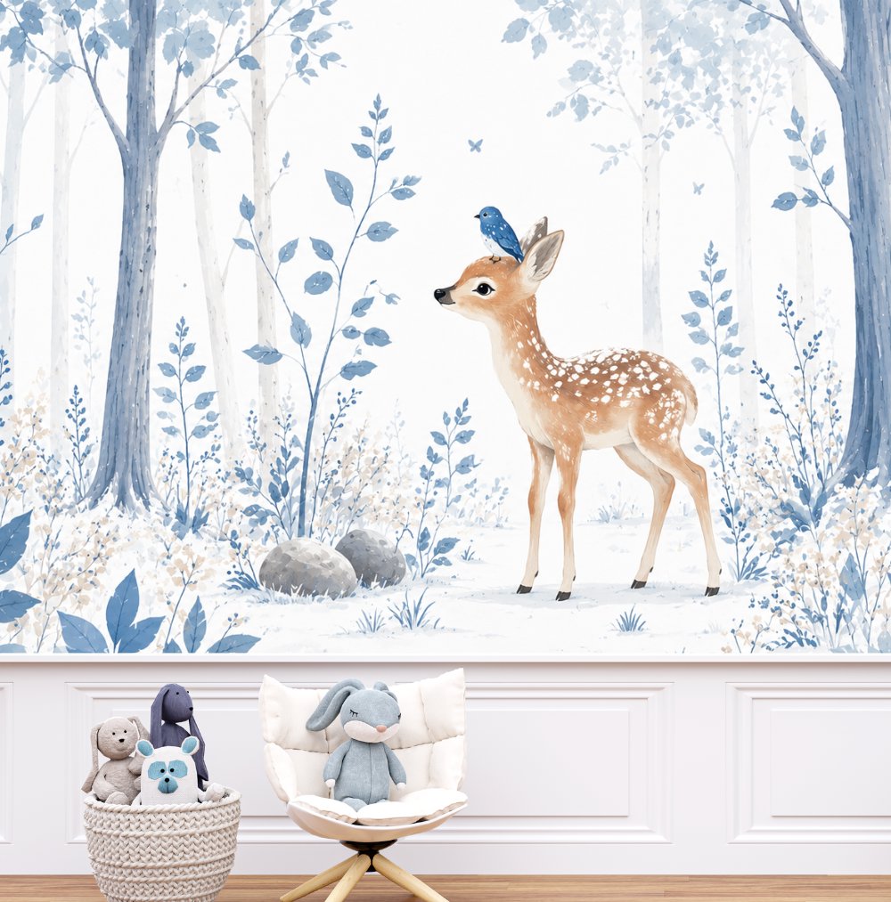 Papier Peint Forêt Bleue Enfant | Le Petit Intissé