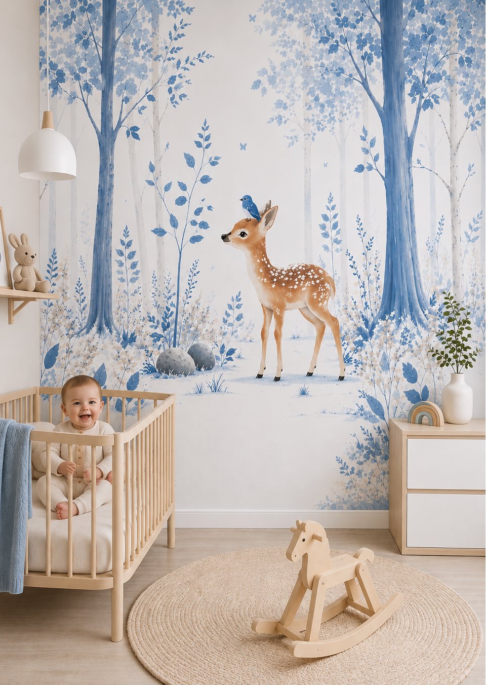 Papier Peint Forêt Bleue Enfant | Le Petit Intissé