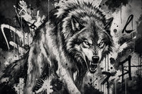 Thumbnail for Papier Peint Photo Loup Noir et Blanc | Le Petit Intissé