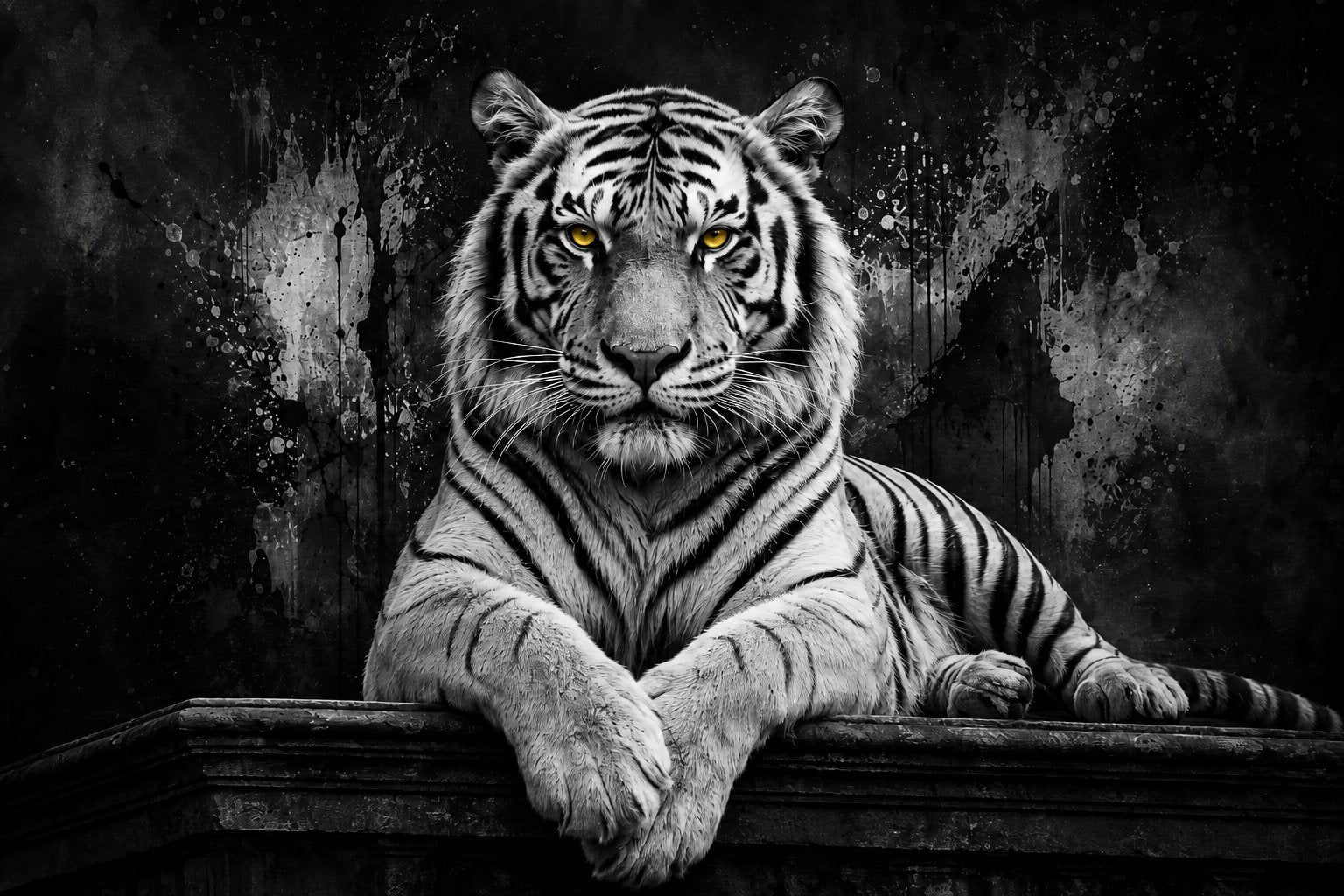 Papier Peint Tigre Géant Noir et Blanc | Le Petit Intissé