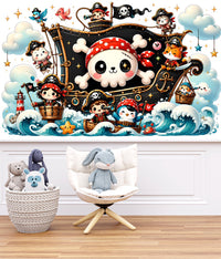 Thumbnail for Papier peint pirate rouge pour enfant - Jolis Motifs