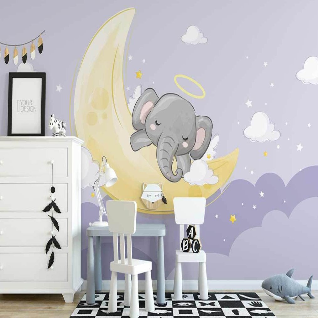 Papier Peint Bébé Classique <br/> Eléphant Ange