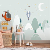 Thumbnail for Papier Peint Garçon Classique <br/> Montagnes Vert menthe