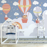 Thumbnail for Papier Peint Bébé Classique <br/> Copains Animaux dans Montgolfière