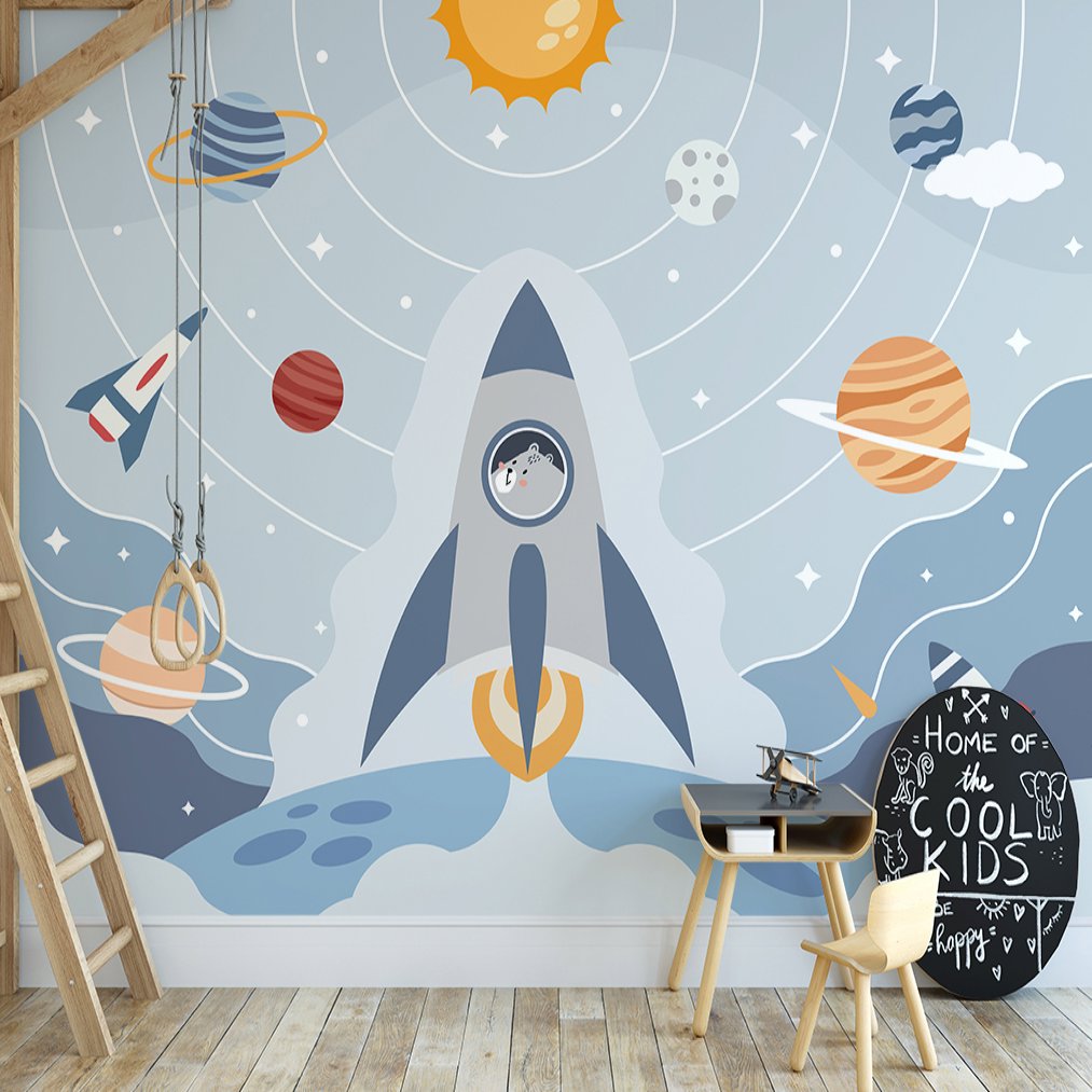 Papier Peint Espace <br/> Système Solaire décollage