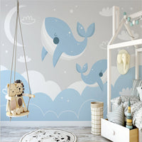 Thumbnail for Papier Peint Marin <br/> Nuage avec Thème Baleine