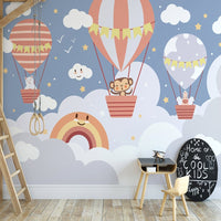 Thumbnail for Papier Peint Bébé Classique <br/> Copains Animaux dans Montgolfière