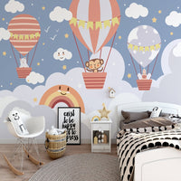 Thumbnail for Papier Peint Bébé Classique <br/> Copains Animaux dans Montgolfière