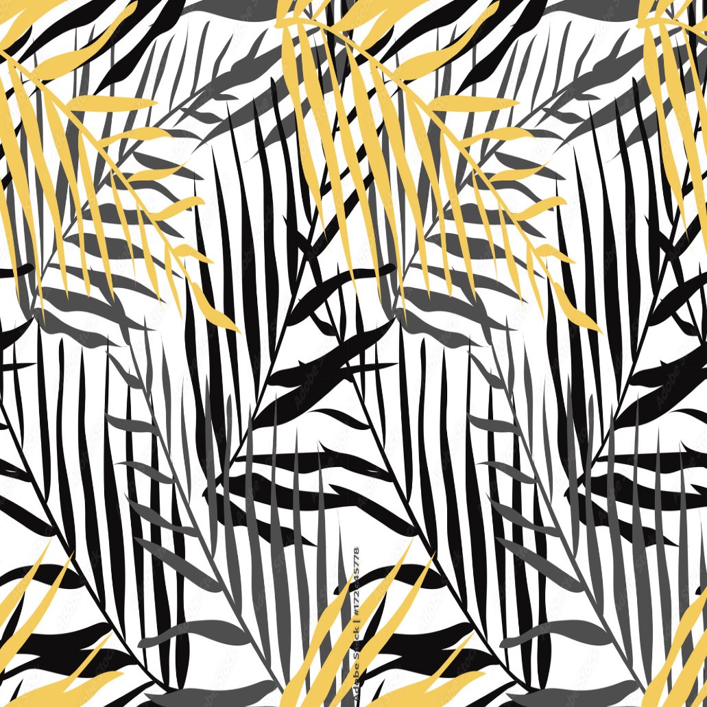 Papier Peint Tropical <br/> Feuillages Noir et Or