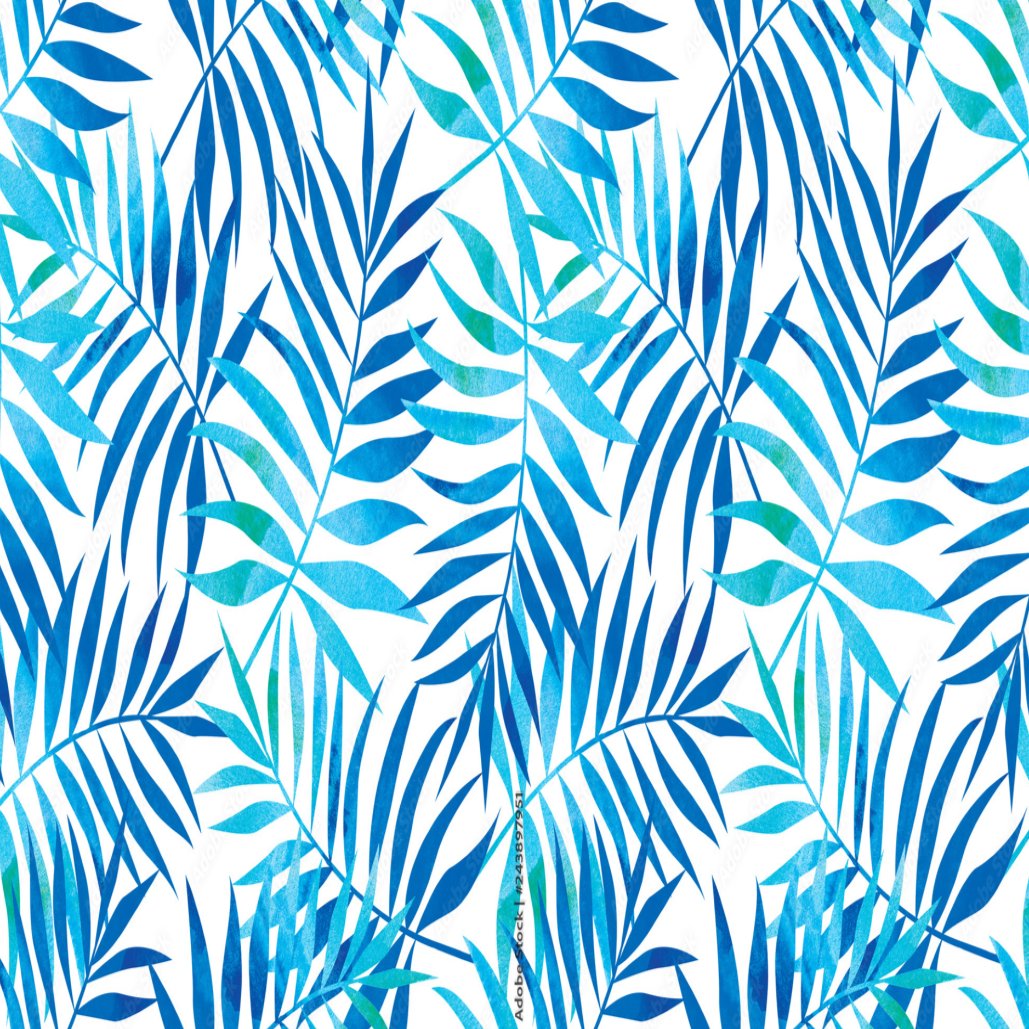Papier Peint Tropical <br/> Feuille Bleue