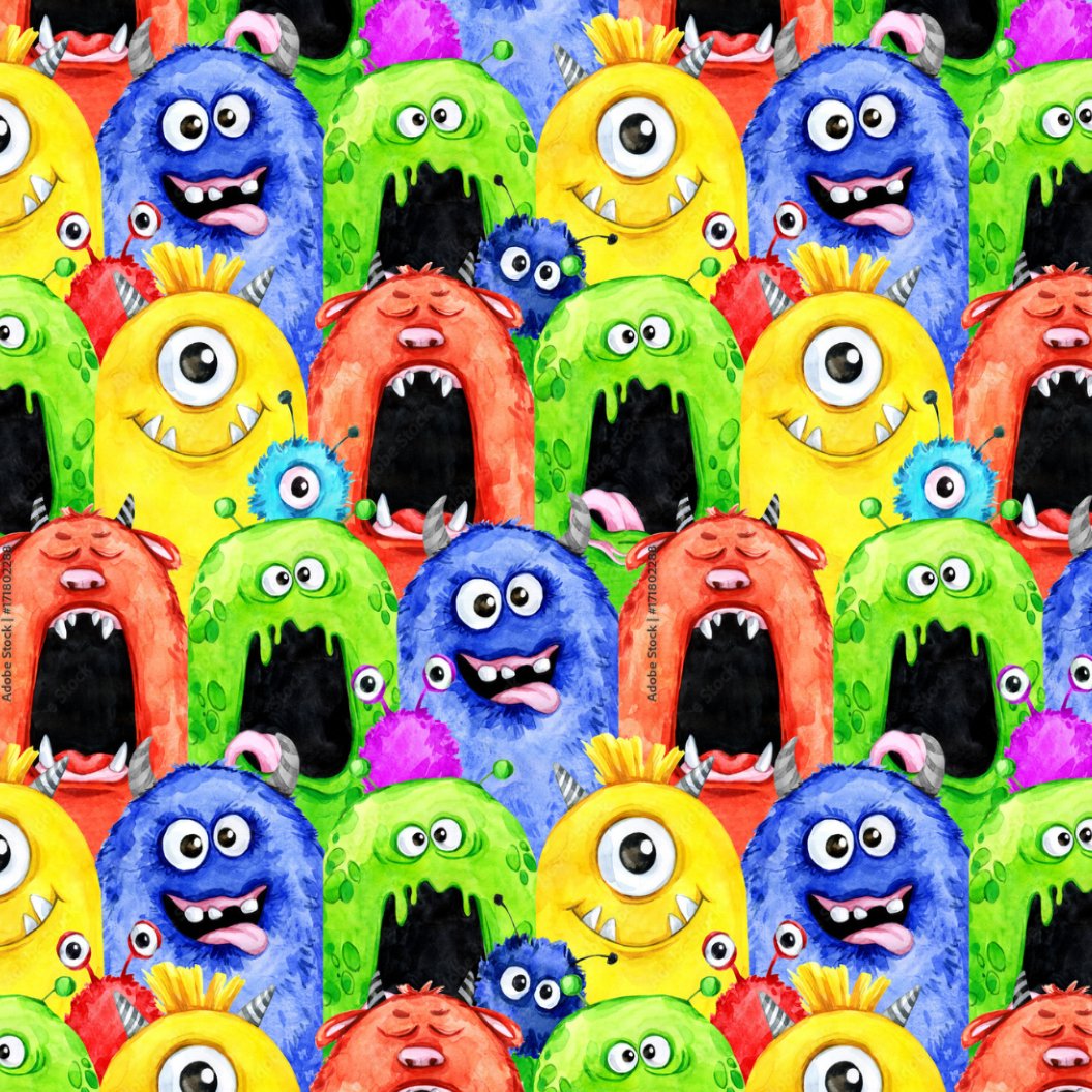 Papier Peint Garçon Classique <br/> Monstre Rigolo