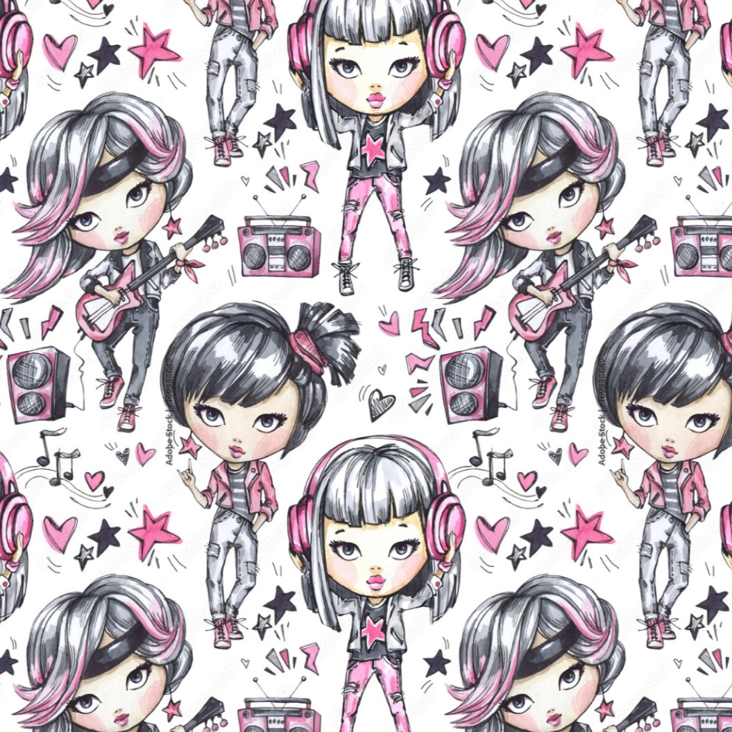 Papier Peint Fille Classique <br/> Rock Star Rose