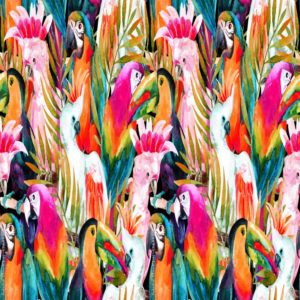 Papier Peint Oiseaux <br/> Motif Tropical Perroquet