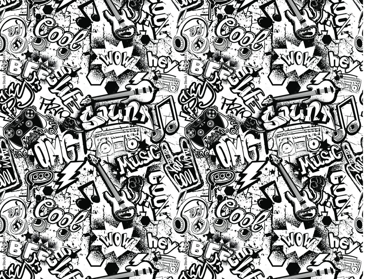 Papier Peint Musique <br/> Noir et Blanc OMG