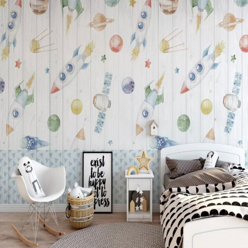 Papier Peint Espace <br/> Motif Fusée