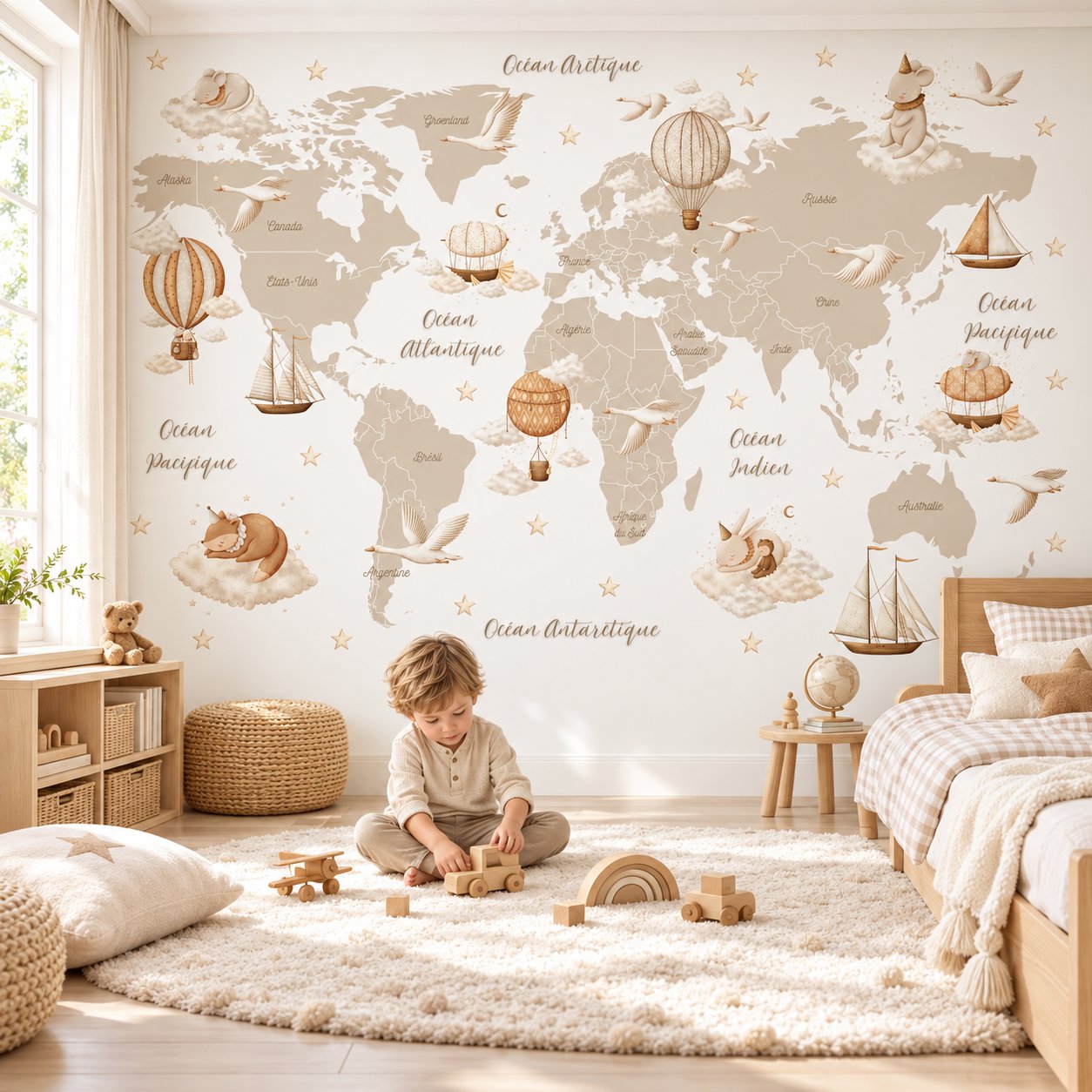 Tapisserie Carte du Monde en Français | Le Petit Intissé