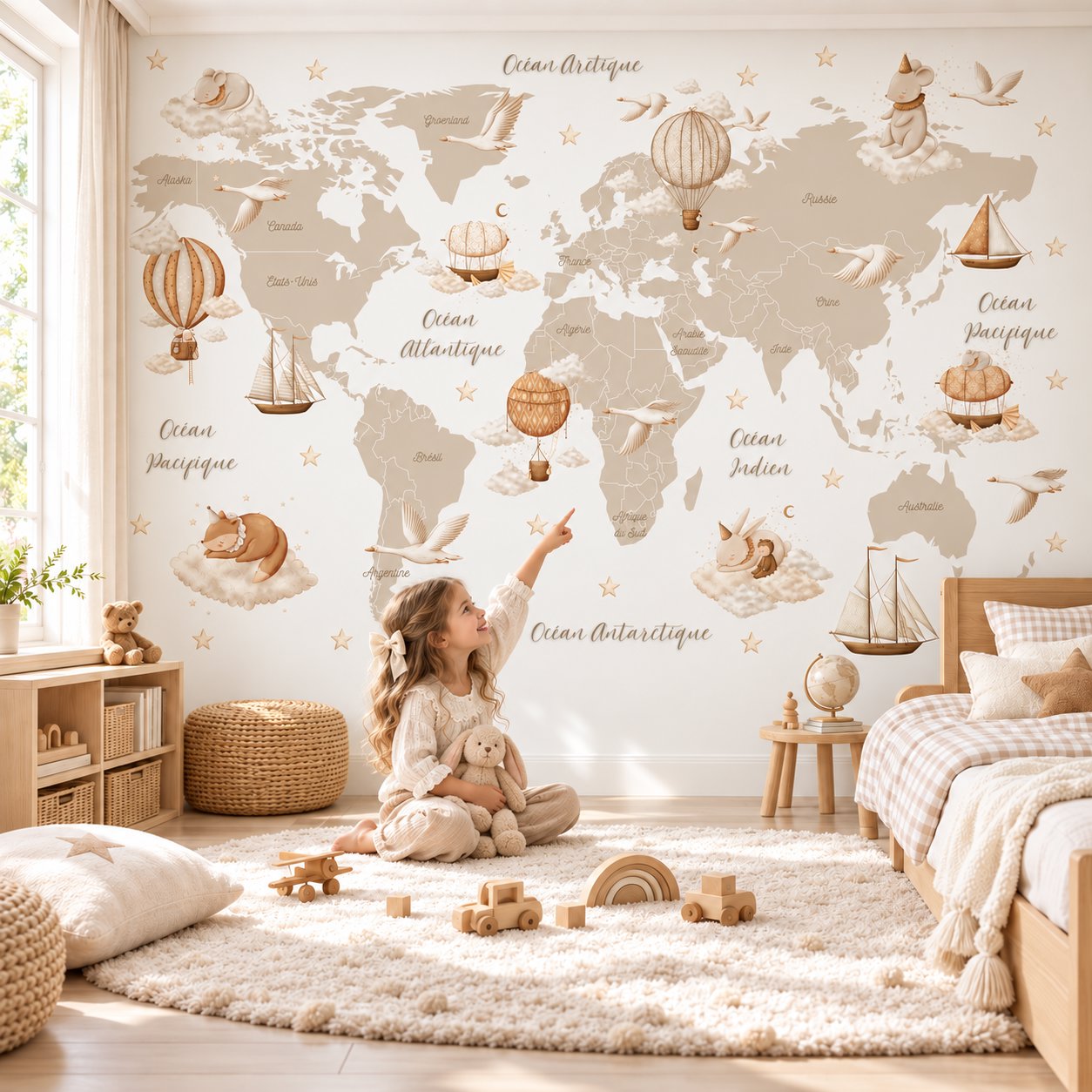 Tapisserie Carte du Monde en Français | Le Petit Intissé