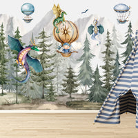 Thumbnail for Papier Peint Garçon Classique  <br/> Forêt, Dragon et Chevalier