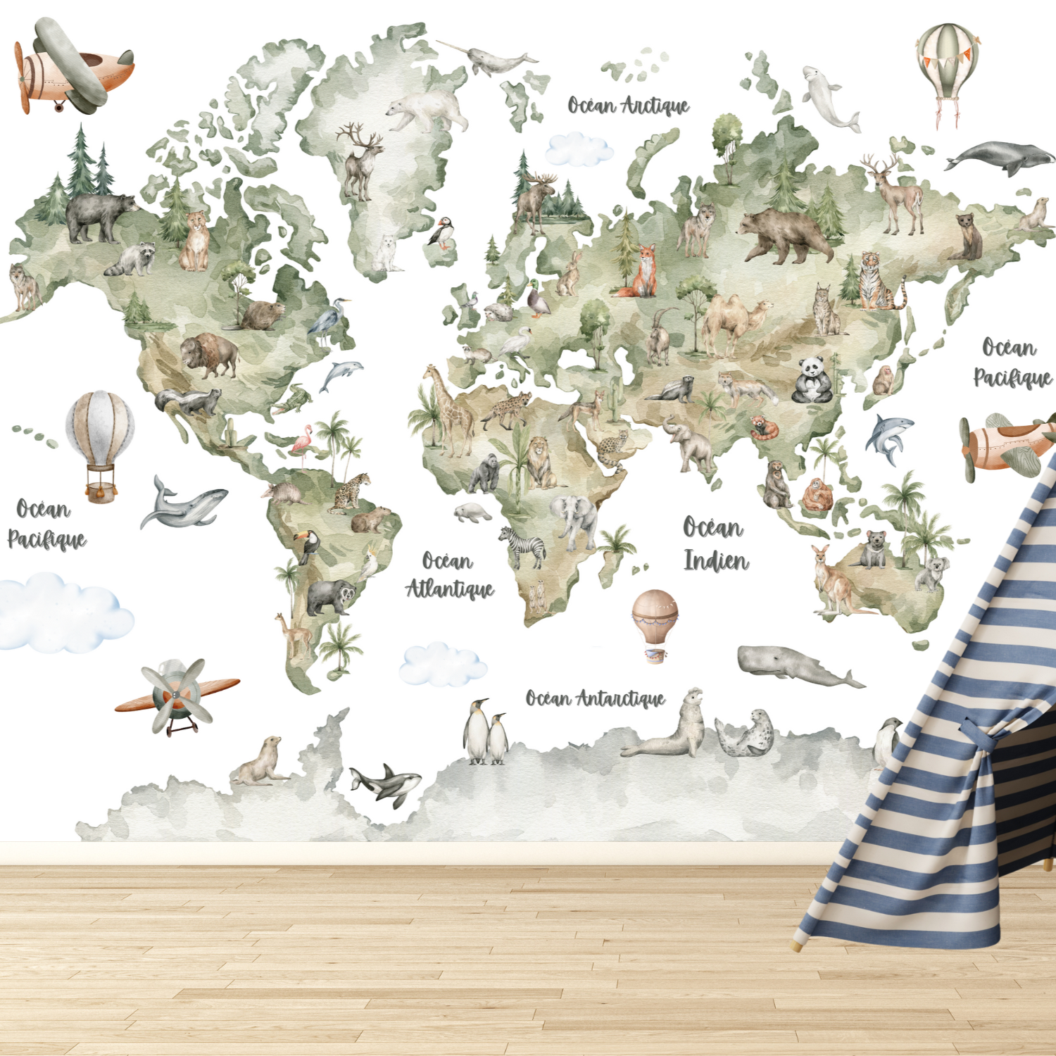 Papier Peint Chambre Enfant Carte du Monde | Le Petit Intissé