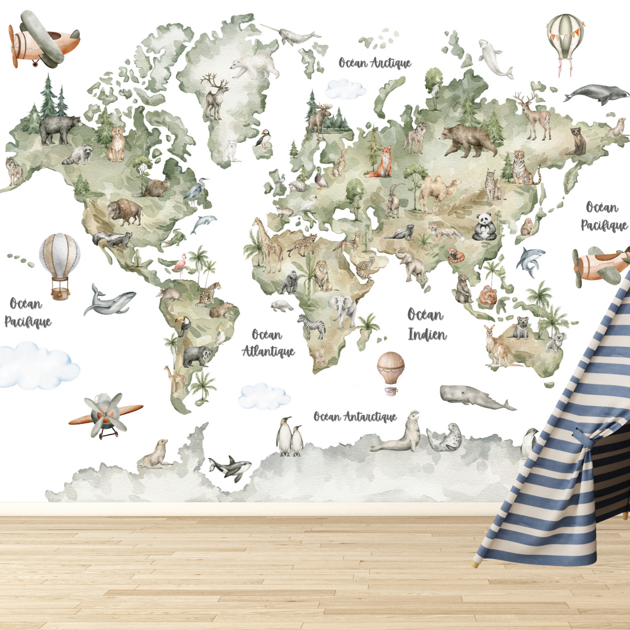 Papier Peint Chambre Enfant Carte du Monde | Le Petit Intissé
