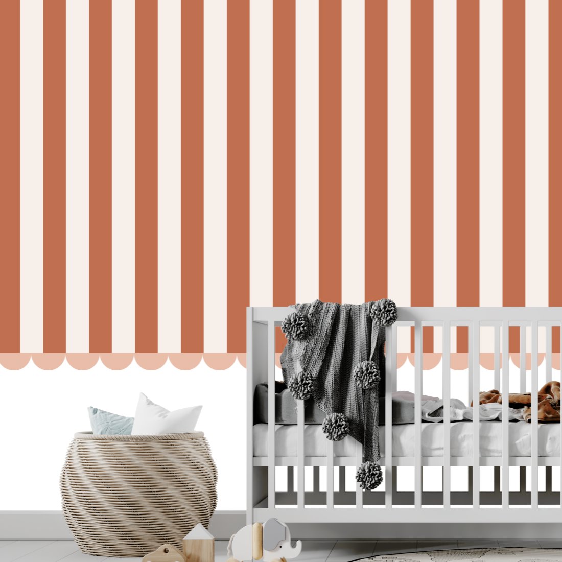 Papier Peint Rayure <br/> Terracota Doux