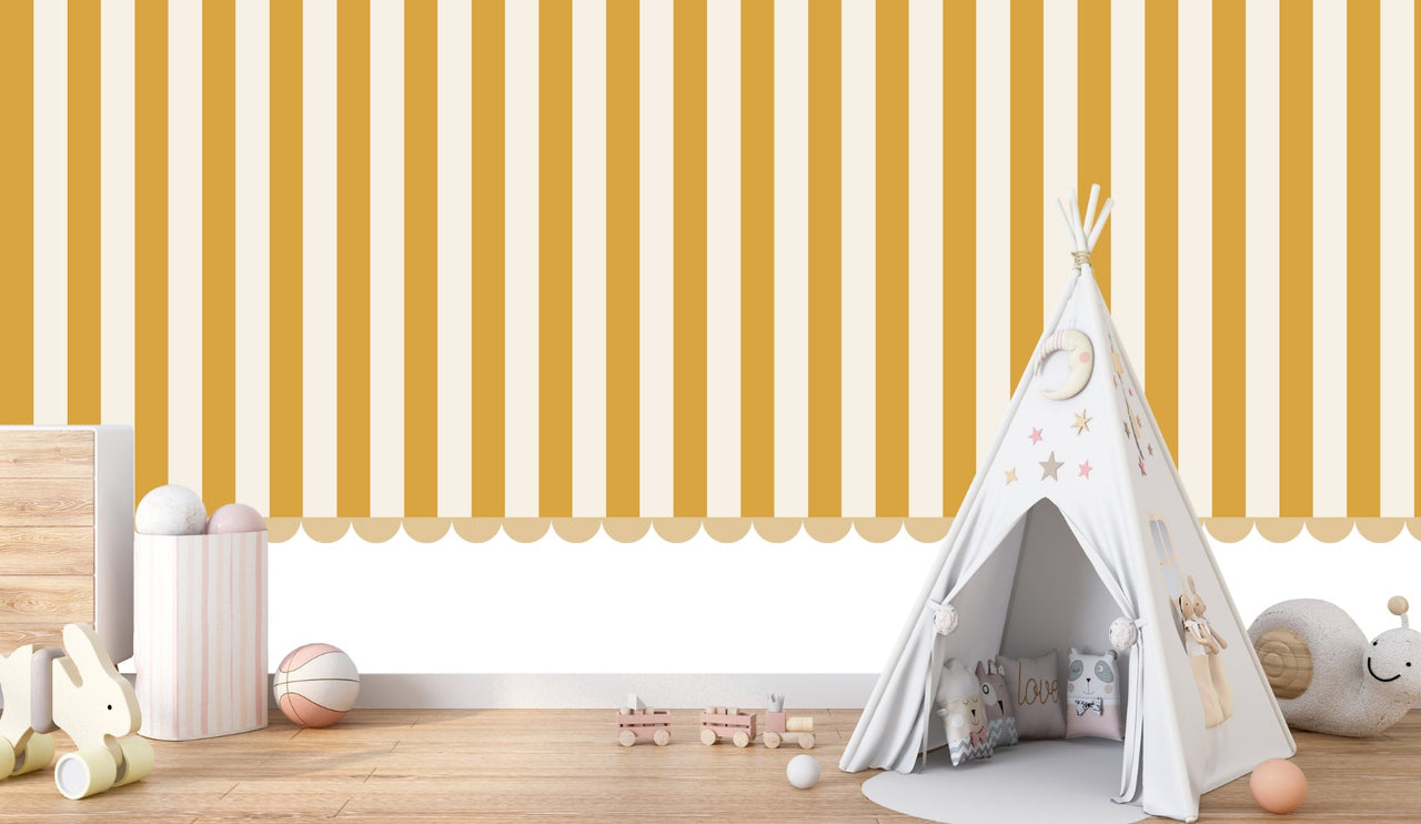 Papier Peint Rayure <br/> Jaune Miel Doux