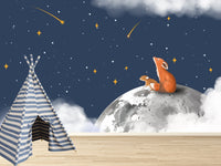 Thumbnail for Papier Peint Espace <br/> Renard dans les étoiles Enfantin