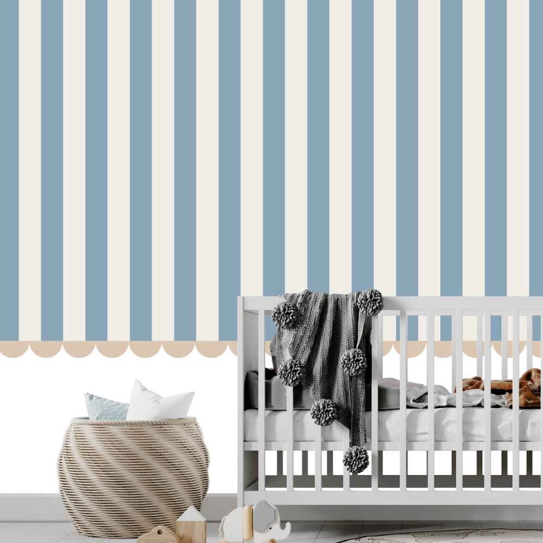 Papier Peint Rayé Bleu | Le Petit Intissé