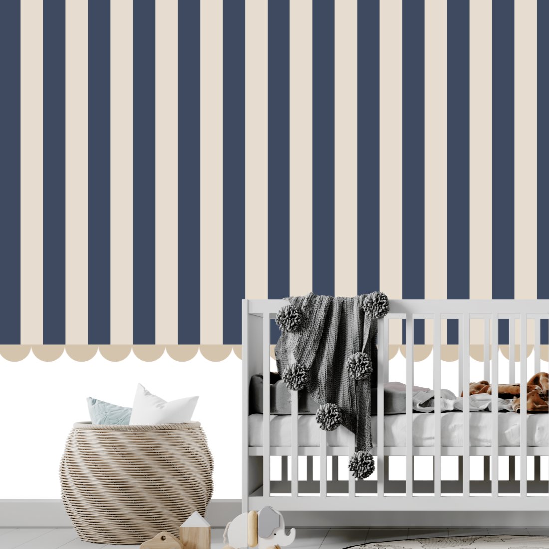 Papier Peint Rayure <br/> Bleu Marine Intemporel