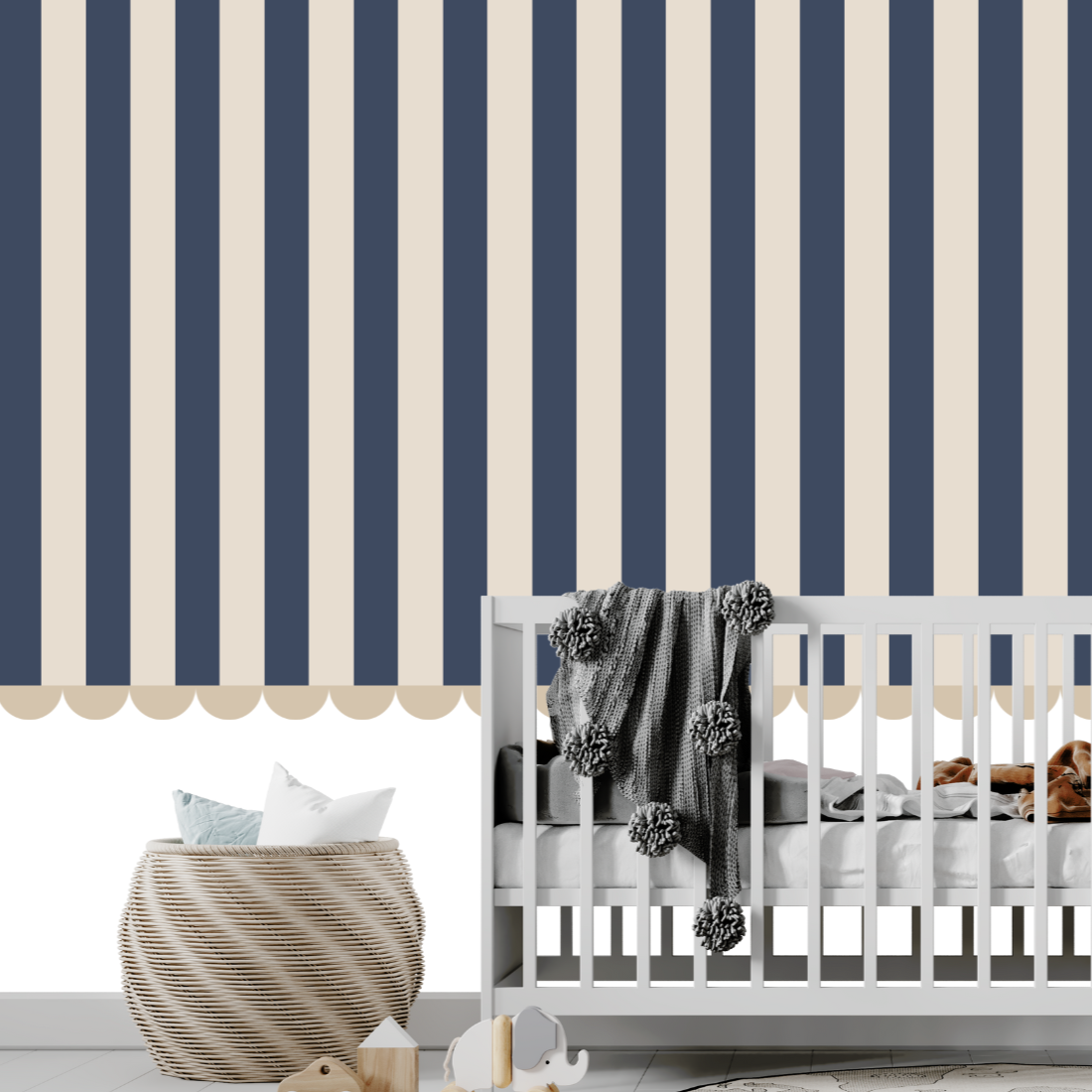 Papier Peint Rayure Bleu Marine | Le Petit Intissé