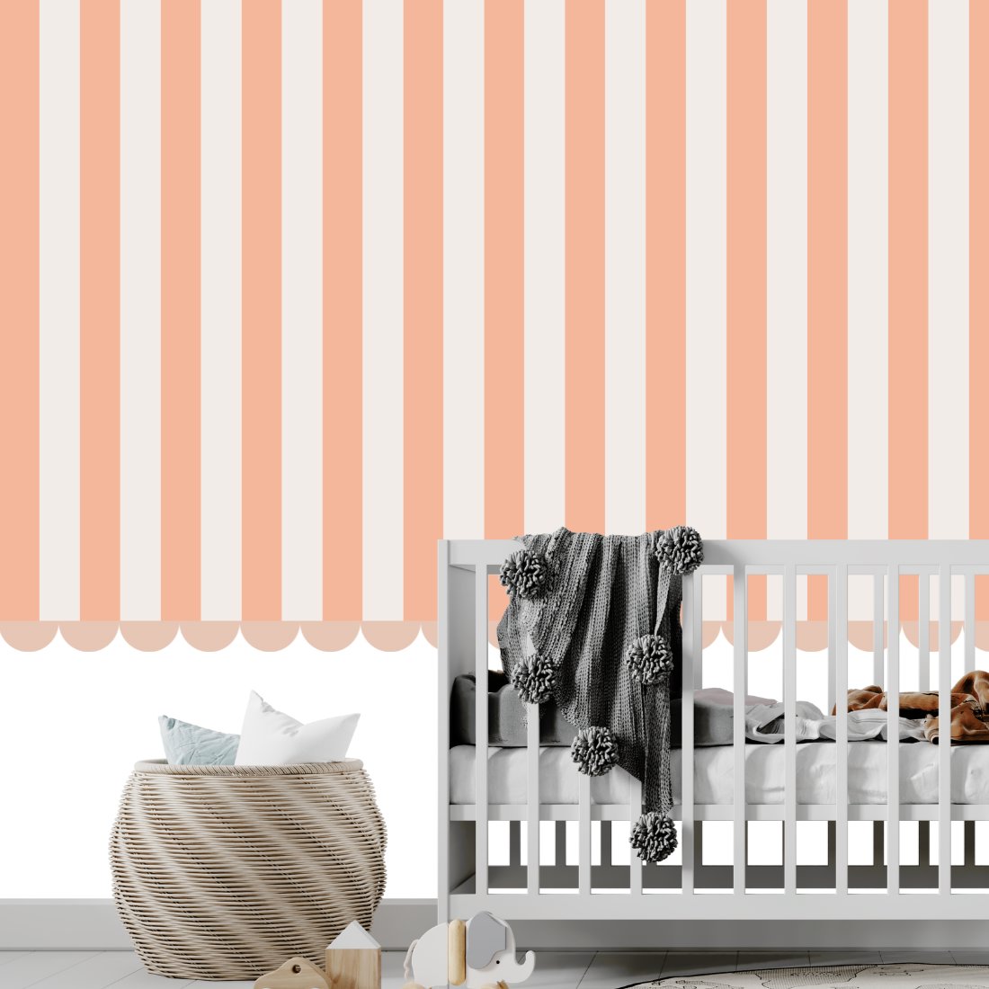 Papier Peint Rayure <br/> Pêche Délicate