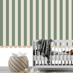Papier Peint Rayure Vert Olive | Le Petit Intissé