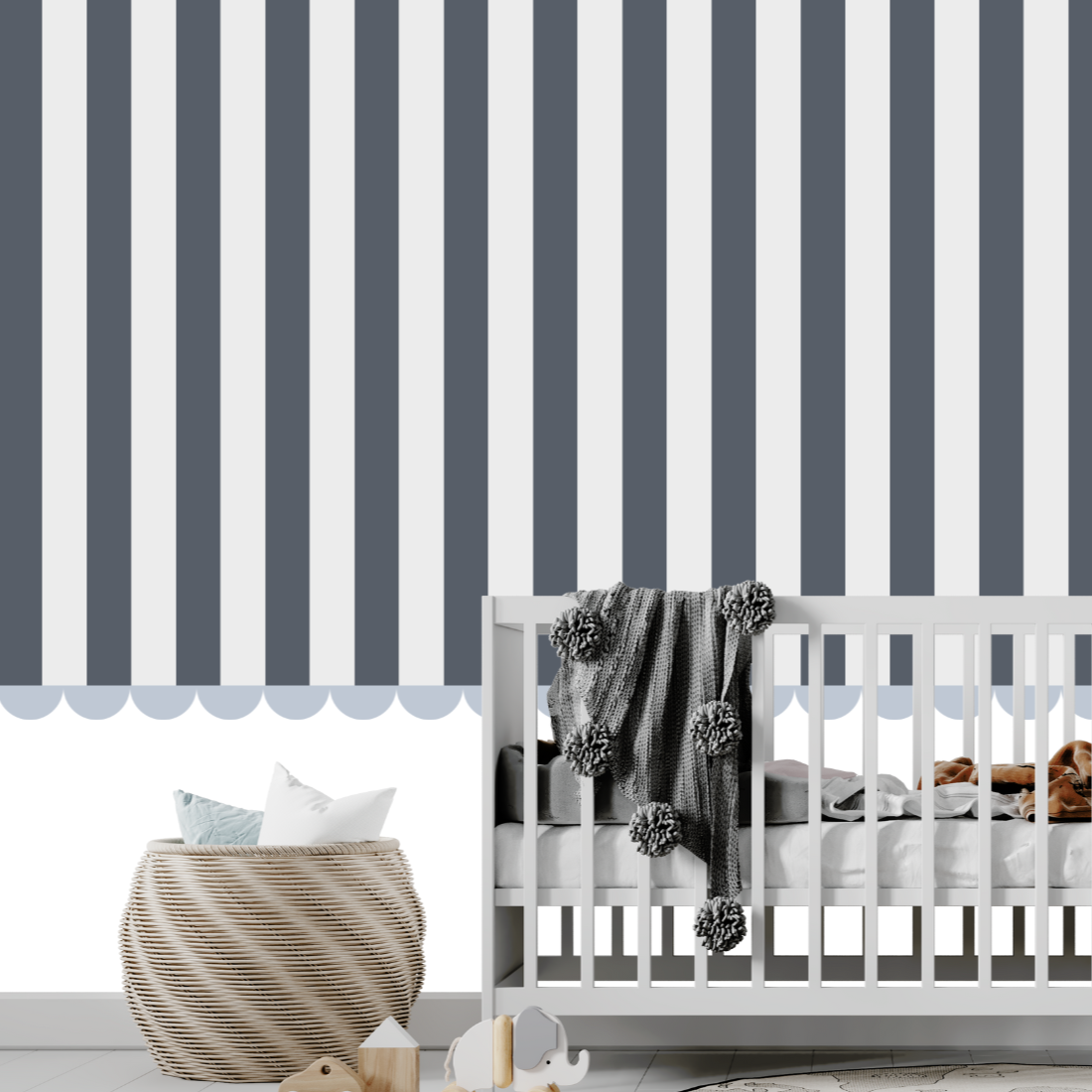 Papier Peint Rayure Bleu Gris | Le Petit Intissé