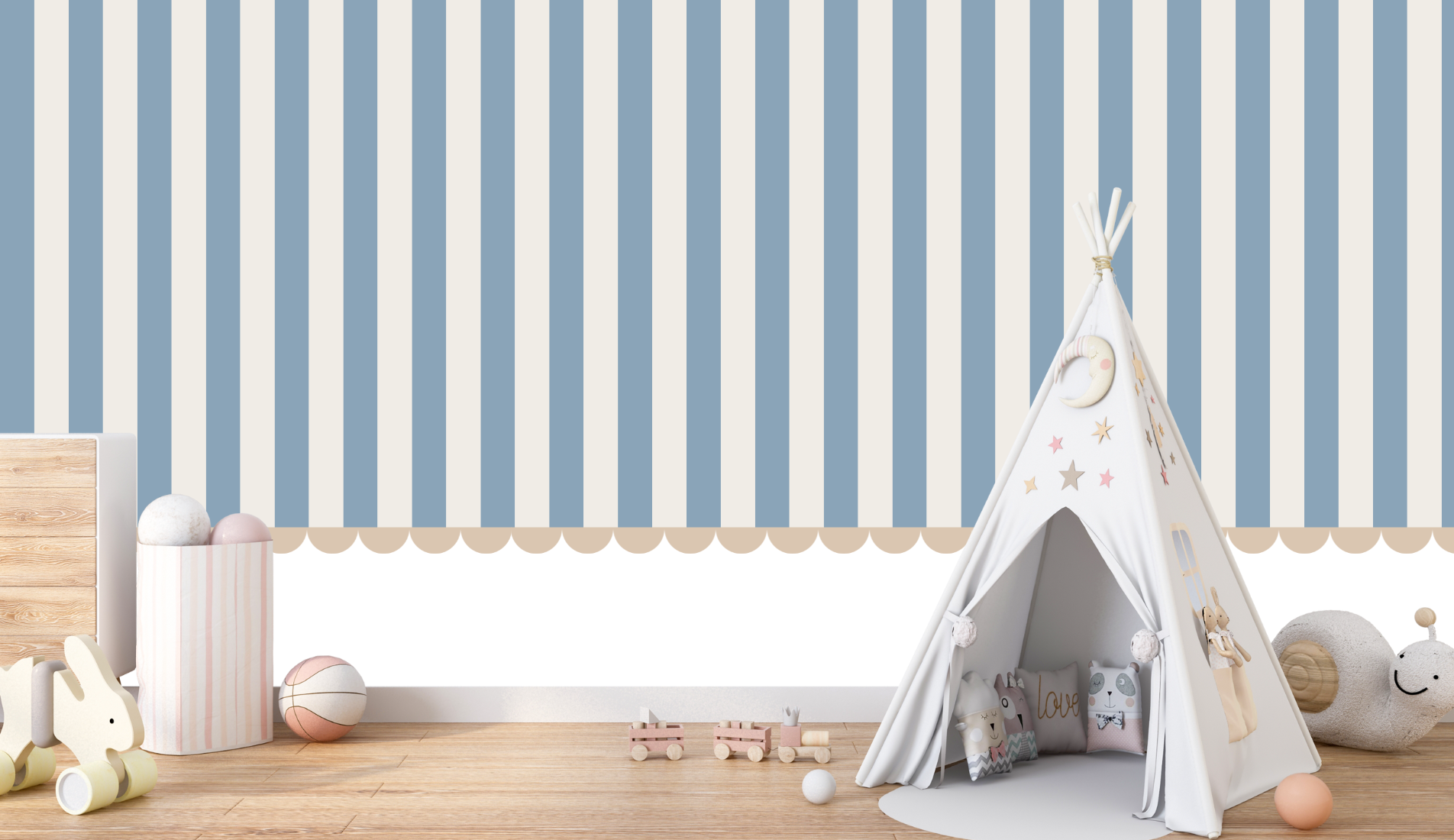 Papier Peint Rayé Bleu | Le Petit Intissé