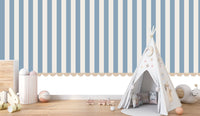 Thumbnail for Papier Peint Rayure <br/> Rayé Bleu Brume