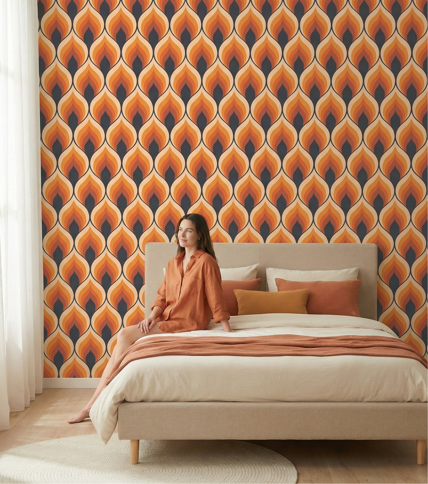 Papier Peint Vintage Géométrique Flamme