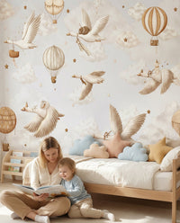 Thumbnail for Papier Peint Oiseaux <br/> Oies et Montgolfières