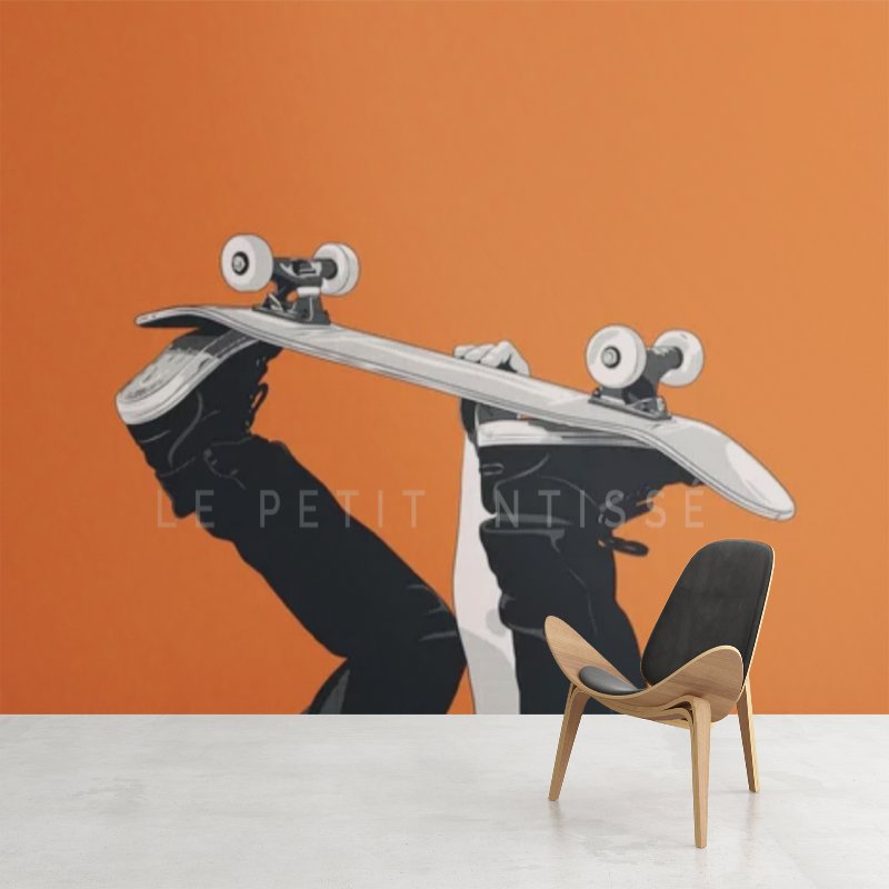 Papier Peint Ado Classique <br/> Orange Skate