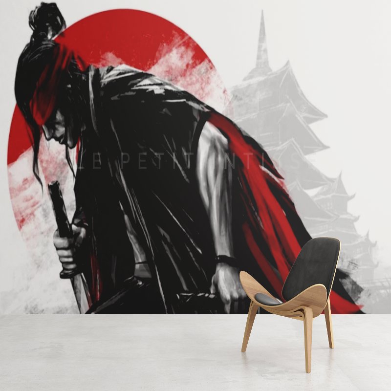 Papier Peint Japonais Manga <br/> Soleil Rouge