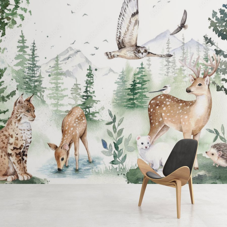 Papier Peint Animaux <br/> Esprit Forêt et Cerf