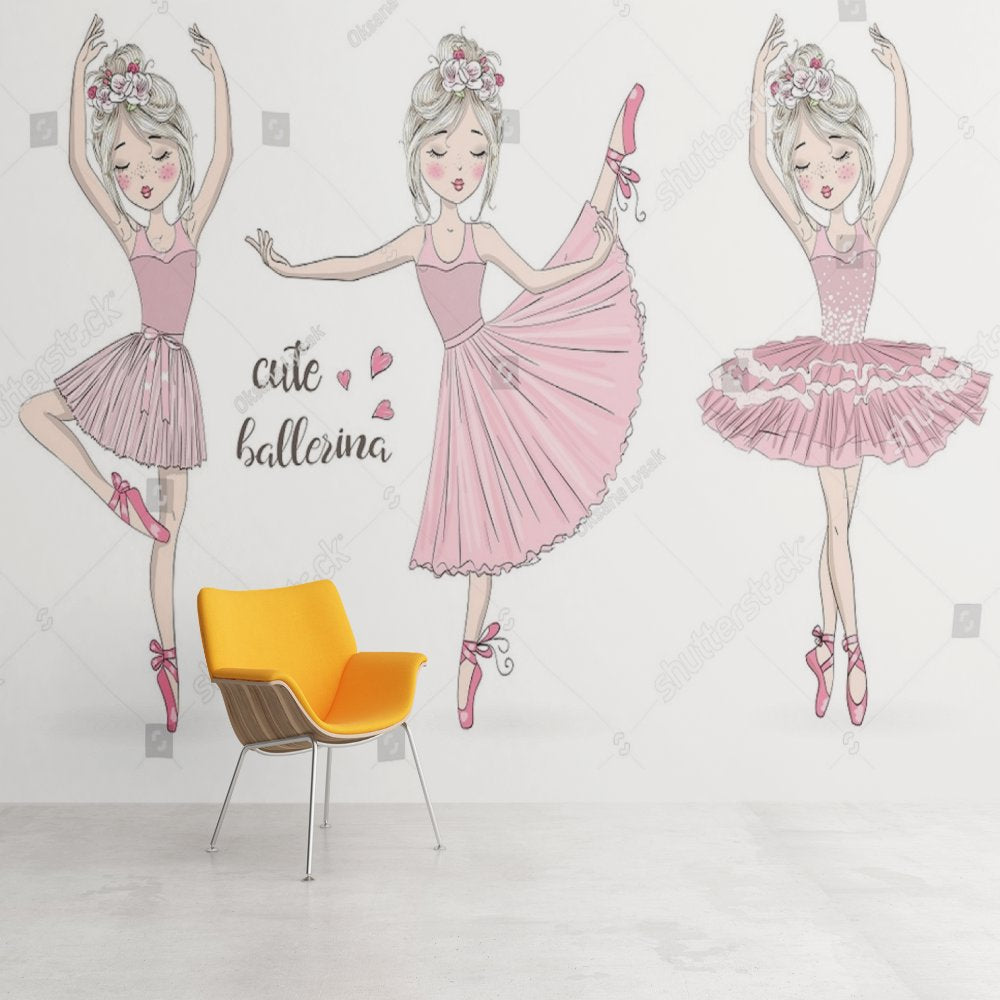 Papier Peint Princesse <br/> Trio Cute Ballerina