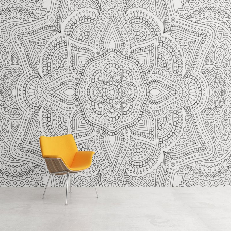Papier Peint Ado Classique <br/> Mandala Chic Noir et Blanc