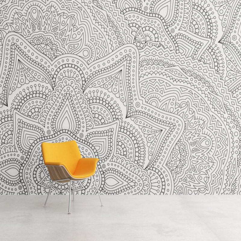 Papier Peint Noir et Blanc <br/> Motif Mandala
