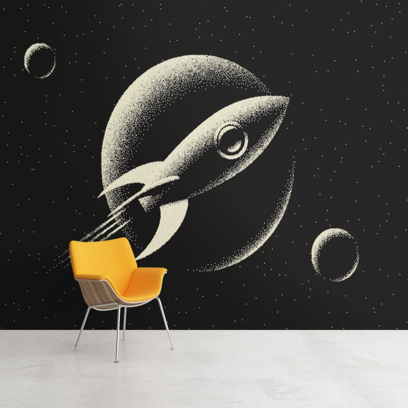 Papier Peint Espace <br/> Esquisse Fusée