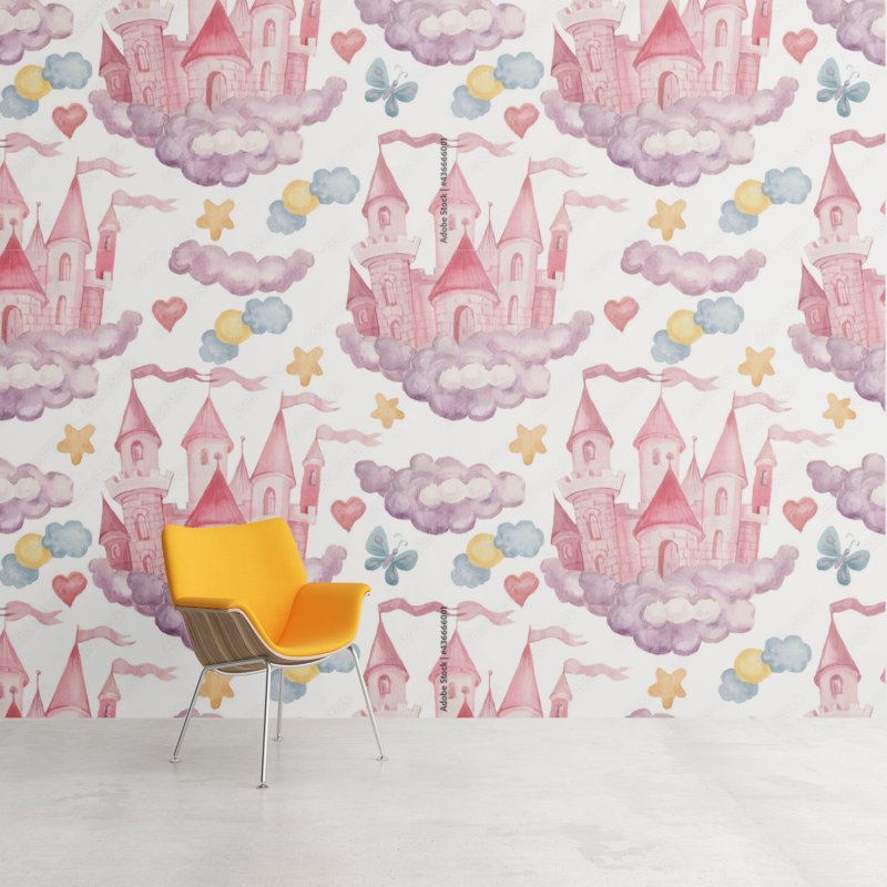 Papier Peint Princesse <br/> Château Pink Baby