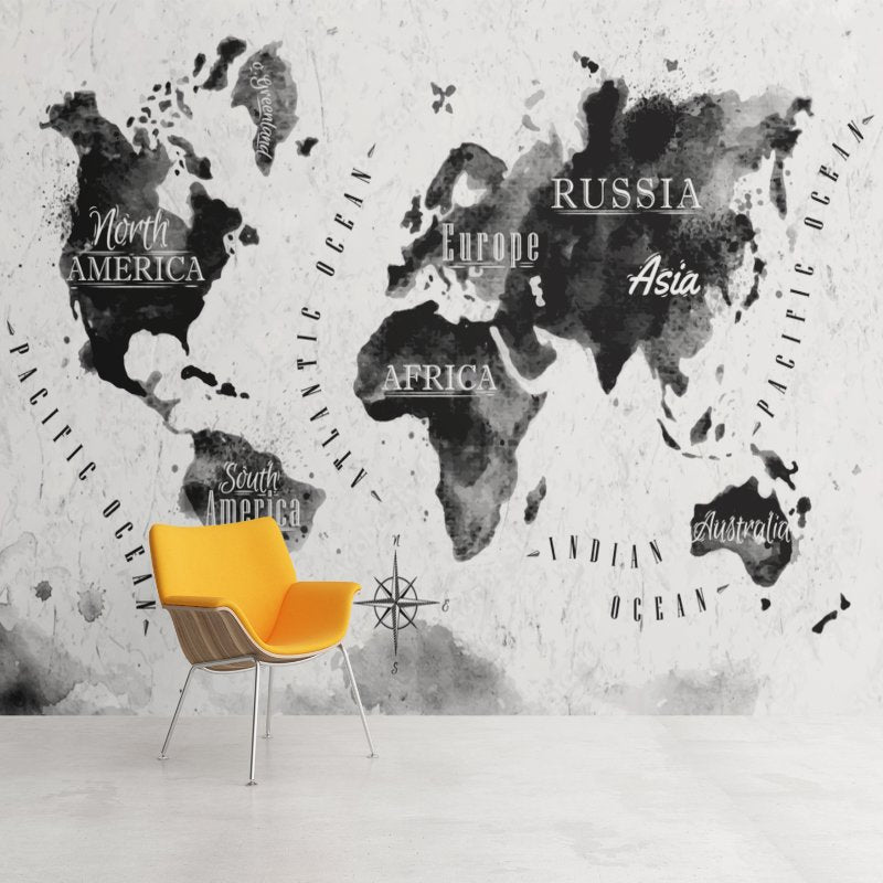 Papier Peint Voyage <br/> Encre Noir et Blanc